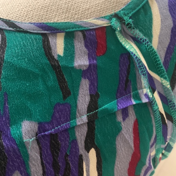 RODEBJER Wrap Bow Sleeveless Blouse JEWEL tones, IVORY & BLACK US L EUC - Picture 5 of 15